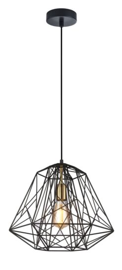 CLA PENDANT ES 72W BLK Iron Cage With Antique Brass OD395 x H350 | MARTE1