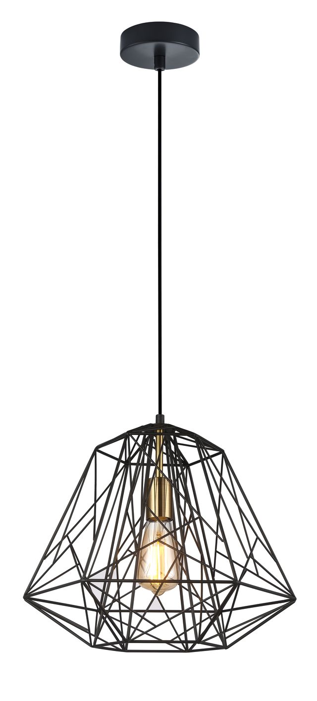 CLA PENDANT ES 72W BLK Iron Cage With Antique Brass OD395 x H350 | MARTE1