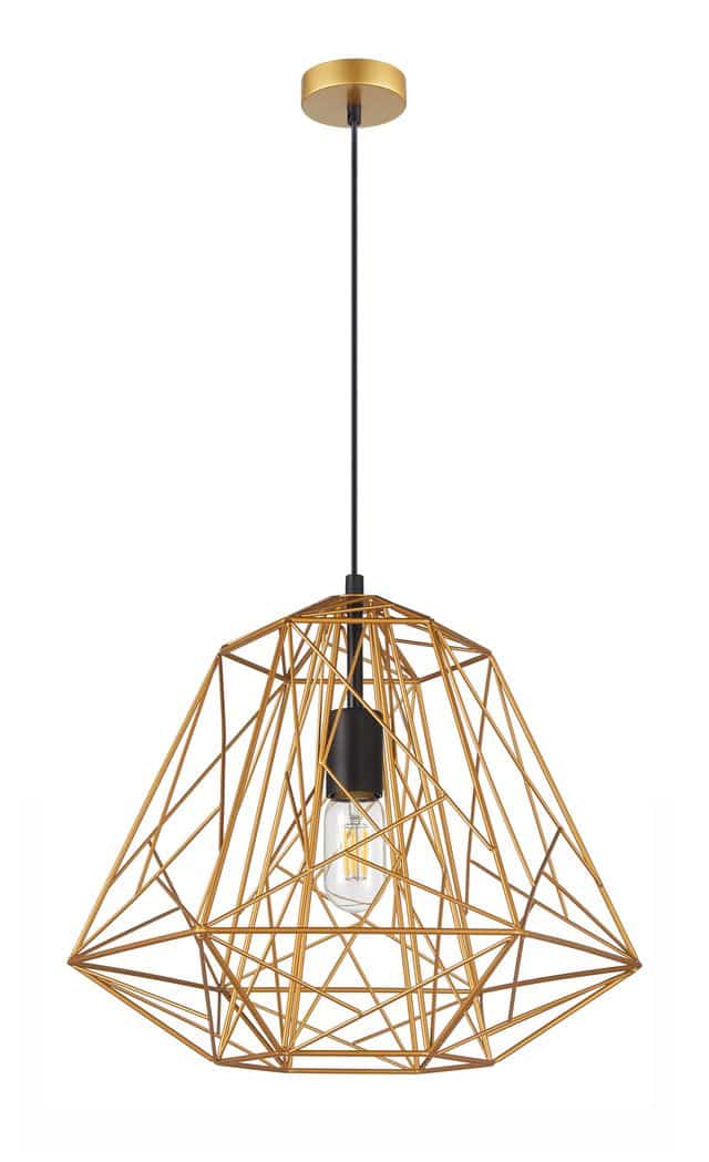 CLA PENDANT ES 72W Antique Brass Iron Cage With Blk OD395 X H350 | MARTE2