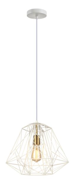 CLA PENDANT ES 72W White Iron Cage Antique Brass OD395x H350mm | MARTE3