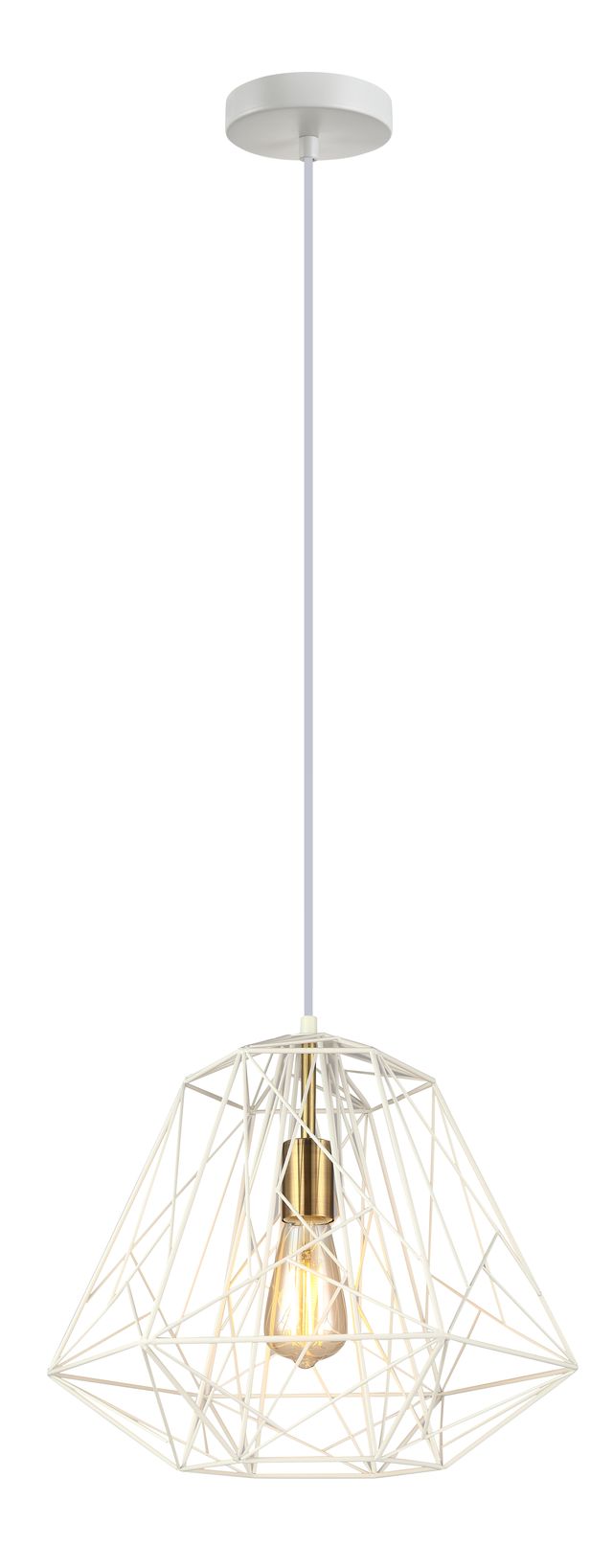 CLA PENDANT ES 72W White Iron Cage Antique Brass OD395x H350mm | MARTE3