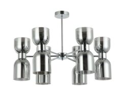 CLA PENDANT ES x 12 Smokey Black 2xGlass Ellipse Chrome w/6 Arms OD650mm Rnd Base | CLESSIDRA3