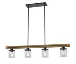 CLA PENDANT ESx4 Warm Chestnut Wood BAR w/Clr Glass L1280mm | METI02