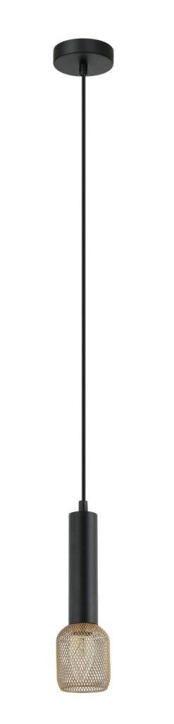 CLA PENDANT SES OD75mm H250mm Cylinder M/Blk w/Brass Mesh | MIKRO1