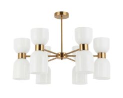 CLA PENDANT ES x 12 Opal 2xGlass Ellipse Brass w/6 Arms OD650mm Rnd Base | CLESSIDRA4