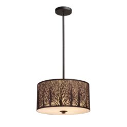 CLA PENDANT ES x 3 Aged Bronze w/Amber LGE RND OD400mm | AUTUMN02