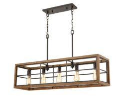 CLA PENDANT ESx5 Rect Medium Oak Wood L 1066mm | BANQUET1