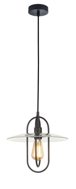 CLA PENDANT ES Matt Blk OBLONG w/Clear Glass Coolie OD315mm | PAPILLON1