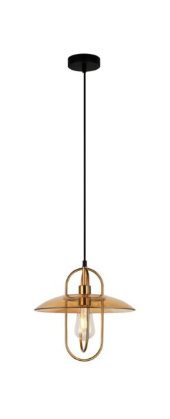 CLA PENDANT ES Antique Brass OBLONG w/Amber Glass Coolie OD315mm | PAPILLON2