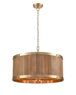 CLA PENDANT ESx6 Drum Medium Oak Wood OD 624mm | BARRIQUE1