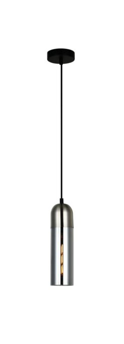 CLA PENDANT ES Smoke Glass Satin Chrome Rnd Top CYLINDER OD80mm | PASTILLE1