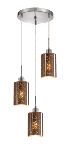 CLA PENDANT ES x 3 72W Copper Glass With Dotted Effect RND Base | ESPEJO4X3R