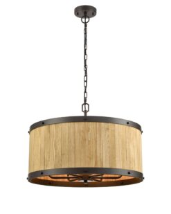CLA PENDANT ESx6 Drum Natural Wood OD 624mm | BARRIQUE2