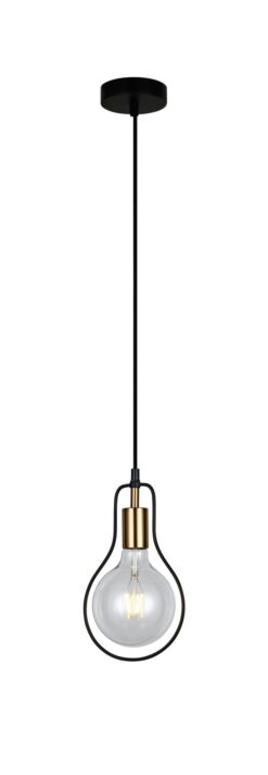 CLA PENDANT ES BLK Wire Pear w/ Antique Brass Highlight OD170mm | CONTOUR1