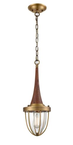 CLA PENDANT ES Satin Brass & Dark Wood CAGE OD180mm | PENDOLO2