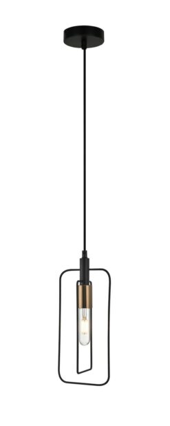 CLA PENDANT ES BLK Rectangular w/Antique Brass Highlight OD150m | CONTOUR2