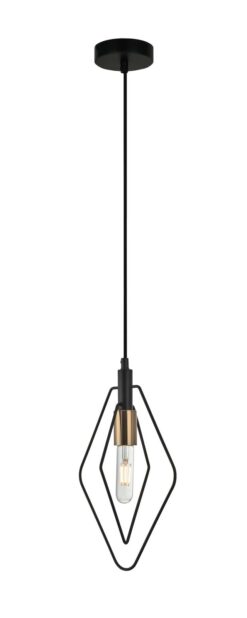 CLA PENDANT ES BLK Diamond w/ Antique Brass Highlight OD210mm | CONTOUR3