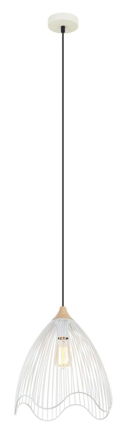 CLA PENDANT ES Wh WIRE CONE w/wavy edge OD330mm | SPIAGGIA4