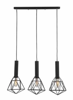 CLA PENDANT ES X 3 Blk DIAMOND CAGE x 3 w/Bar Base OD590mm | BLACKBAND1X3