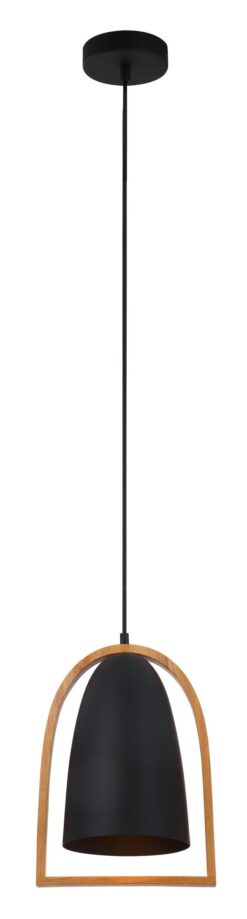 CLA PENDANT ES Matt Blk ELLIPSE w/Wood Frame OD230mm | SWING6