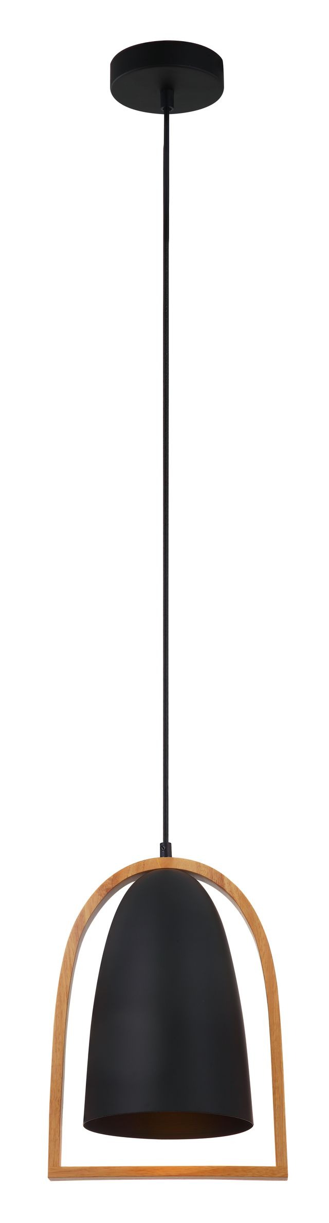 CLA PENDANT ES Matt Blk ELLIPSE w/Wood Frame OD230mm | SWING6