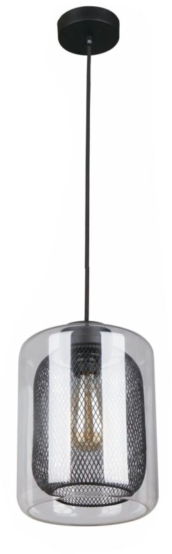 CLA PENDANT ES Blk Mesh & Clr Glass OBLONG OD200mm | TONO1