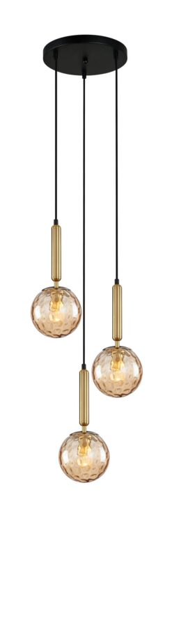 CLA PENDANT ES 3X10W Bronze Amber Spherical Glass Enclo RND Base | TRATTINO1X3R