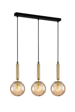 CLA PENDANT ES 3 X 10W Bronze Amber Spherical Glass Encl Sq Base | TRATTINO1X3S