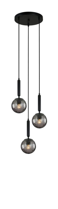 CLA PENDANT ES 3X10W BLK Smoke Spherical Glass Enclosed RND Base | TRATTINO2X3R