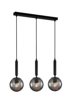 CLA PENDANT ES 3X10W BLK Smoke Spherical Glass Enclosed SQ Base | TRATTINO2X3S