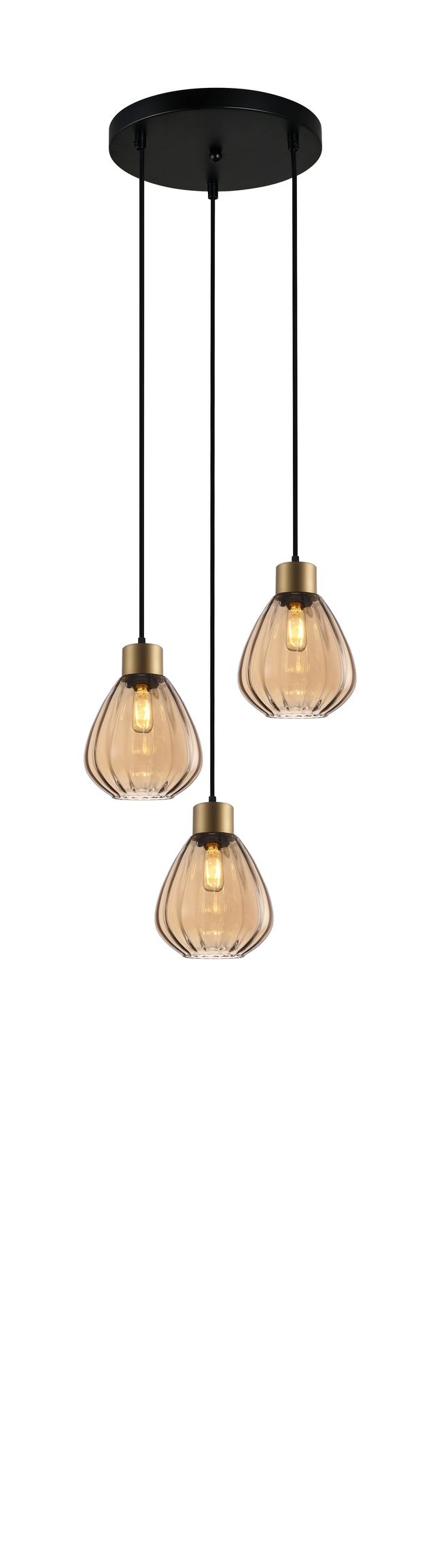 CLA PENDANT ES 3X72W Bronze Amber Wine Glass Ribbed RND Base | TULIP1X3R