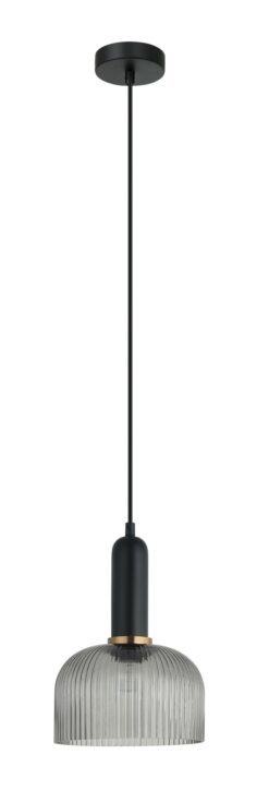 CLA PENDANT ES Blk Smoky Glass Dome OD200mm | VINTAJ13