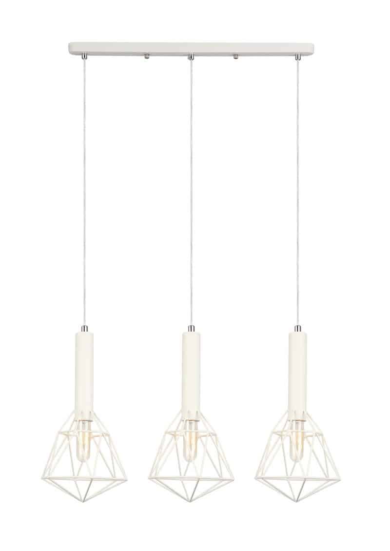 CLA PENDANT ESx3 Blk DIAMOND CAGE x 3 w/Bar M/Plate OD590mm | WHITEBAND1X3