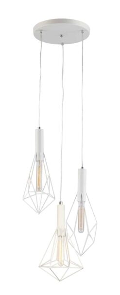 CLA PENDANT ESx3 Wh DIAMOND CAGE x 3 w/RND M/Plate OD390mm | WHITEBAND2X3