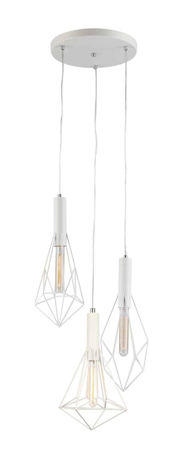 CLA PENDANT ESx3 Wh DIAMOND CAGE x 3 w/RND M/Plate OD390mm | WHITEBAND2X3