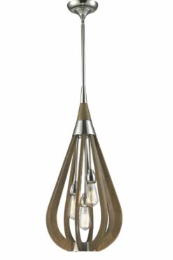 CLA PENDANT ES X 3 Taupe Wood MED TEAR DROP OD355mm | BONITO2