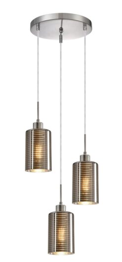 CLA PENDANT ES x 3 72W Chrome Glass Oblong RND Base | ESPEJO1X3R