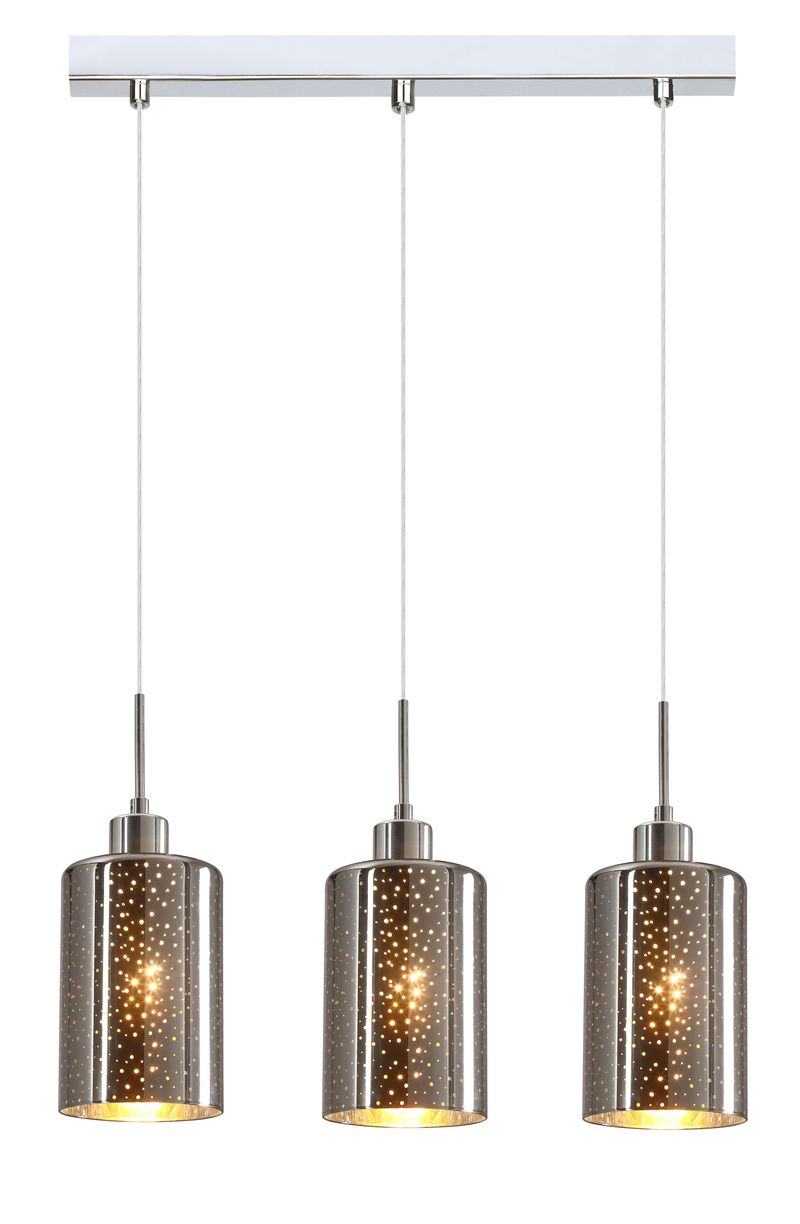 CLA PENDANT ES x 3 72W Chrome Glass With Dotted Effect Sq Base | ESPEJO3X3S