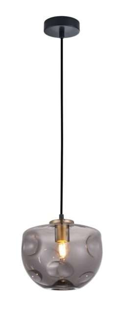 CLA PENDANT ES Smoke Glass FlatTop Dome Ant.Brass Highlight OD220mm | FOSSETTE3