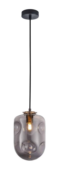 CLA PENDANT ES Smoke Glass Oblong Ant.Brass Highlight OD175mm | FOSSETTE4