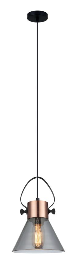 CLA PENDANT ES Smoke Glass CONE w/Cop highlights OD180mm | FUMOSO1