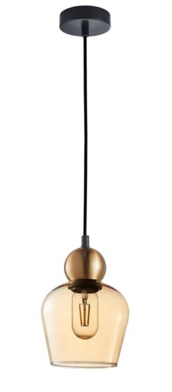 CLA PENDANT ES 72W Bronze Amber Glass ELLIPSE OD145mm x H200mm | CHAMPAN1