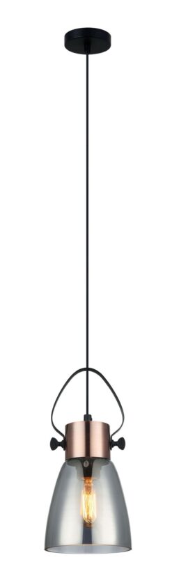 CLA PENDANT ES Smoke Glass ELLIPSE w/Cop highlights OD145mm | FUMOSO2