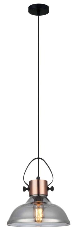 CLA PENDANT ES Smoke Glass DOME w/Cop highlights OD250mm | FUMOSO3