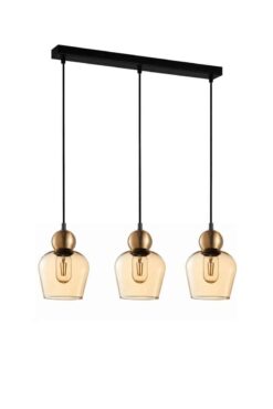 CLA PENDANT ES x 3 72W Bronze Amber Glass ELLIPSE L620XW145XH1000mm | CHAMPAN1X3S