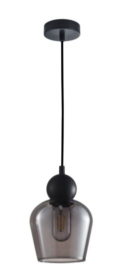 CLA PENDANT ES 72W BLK Smoke Glass ELLIPSE OD145mm x H200mm | CHAMPAN2