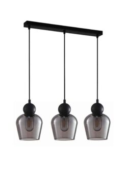 CLA PENDANT ES x 3 72W BLK Smoke Glass ELLIPSE SQ Base | CHAMPAN2X3S