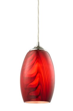 CLA PENDANT ES Red Glass ELLIPSE w/swirls OD120mm | GLAZE1