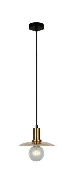 CLA PENDANT ES Amber Glass Coolie w/Ant. Brass Highlight OD220mm | CHAPEAU2