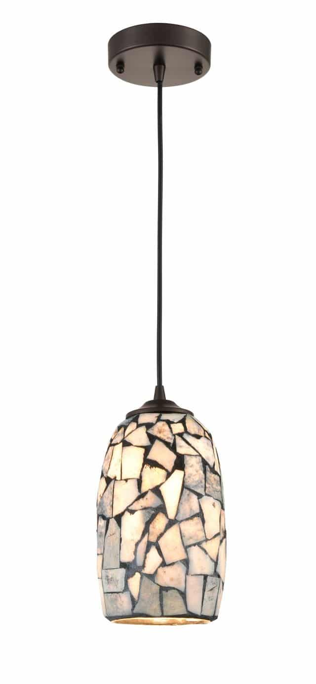 CLA PENDANT ES Dark Stone Mosaic Glass ELLIPSE OD136mm | GLAZE10